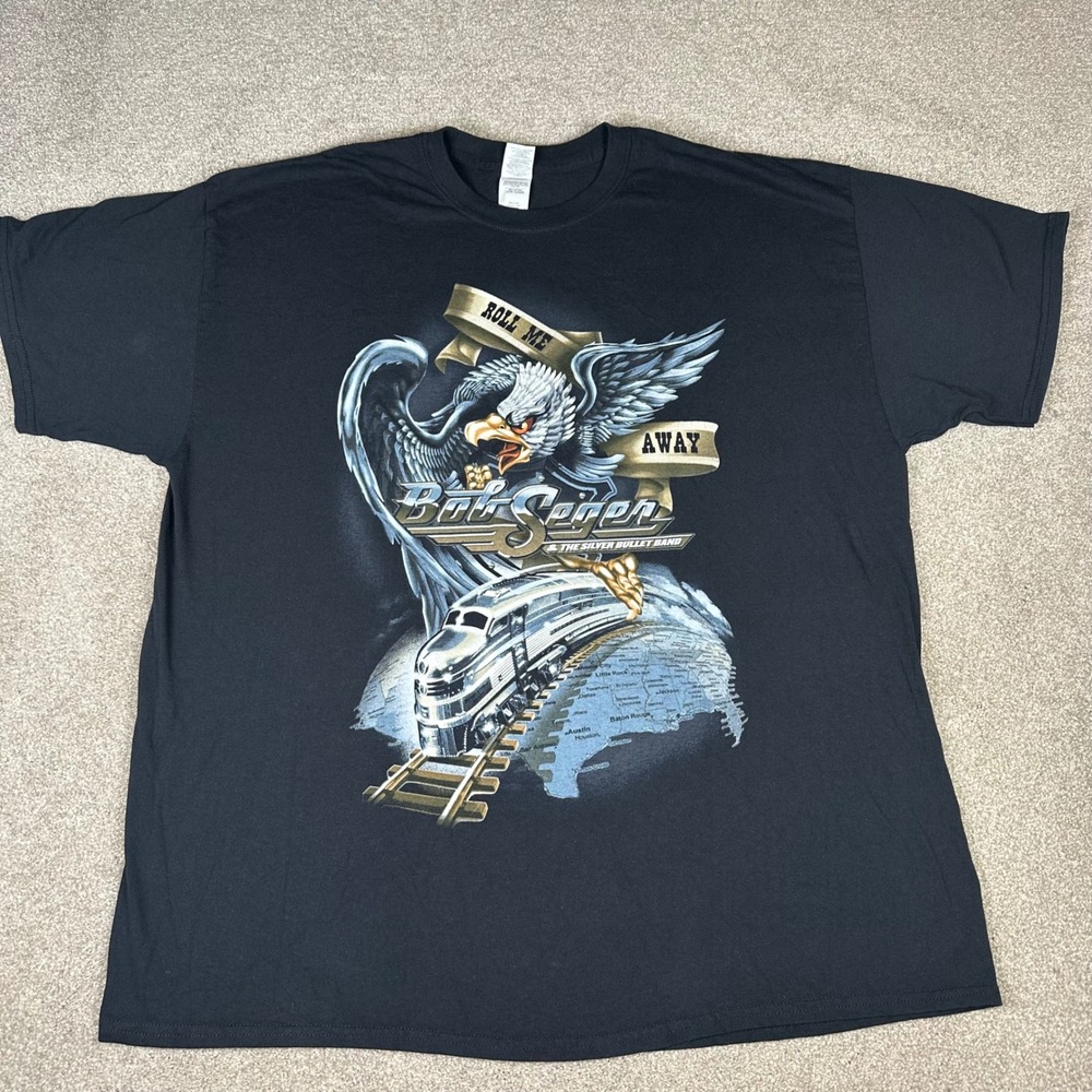 Bob‎ Seger Roll Me Away Tour 2018-19 Graphic T-Shirt Gildan 2XL